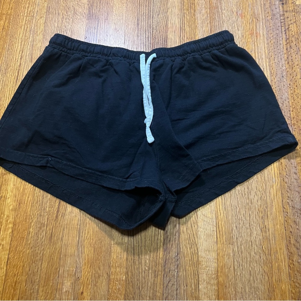 Blis Women Large Black Cotton Elastic Waist Drawstring Athletic Sweat‎ Shorts